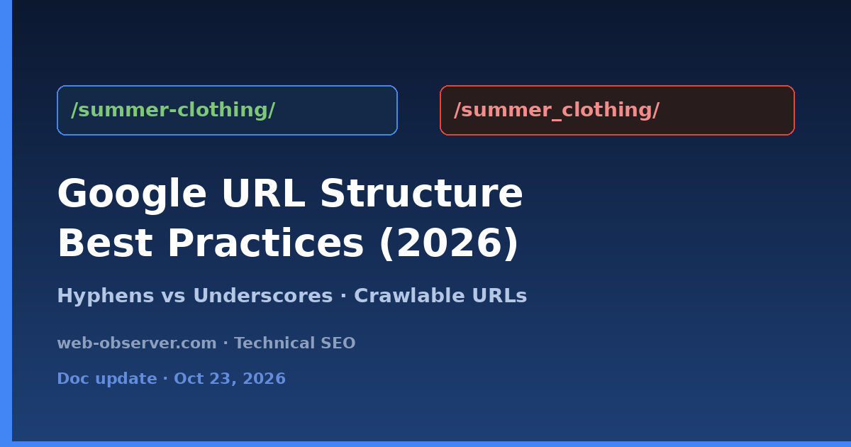 Google URL Structure Best Practices (2026): Hyphens, Underscores, and Crawlable URLs